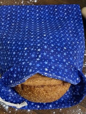 Blue Star Organic Cotton Bread Bag, Reusable Sourdough Bread Storage Bag
